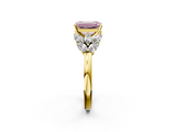 Yellow gold Fancy Pink Emerald  Diamond Cluster Leaf Design Ring with Prong Setting_68