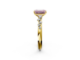 Yellow gold Fancy Pink Emerald  Diamond Cluster Prong-Set Solitaire Ring_56
