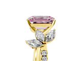 Yellow gold Fancy Pink Emerald  Diamond Floral Vine Solitaire Engagement Ring_8