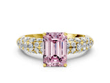 Yellow gold Fancy Pink Emerald  Diamond Pavé Band Solitaire Ring with Four-Prong Setting_49