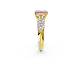 Yellow gold Fancy Pink Emerald  Diamond Pavé Band Solitaire Ring with Four-Prong Setting_51