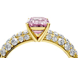 Yellow gold Fancy Pink Emerald  Diamond Pavé Band Solitaire Ring with Four-Prong Setting_53
