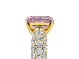 Yellow gold Fancy Pink Emerald  Diamond Pavé Band Solitaire Ring with Four-Prong Setting_54