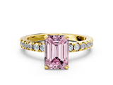 Yellow gold Fancy Pink Emerald  Diamond Pavé Band Solitaire with Four-Prong Setting_208