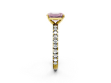 Yellow gold Fancy Pink Emerald  Diamond Pavé Band Solitaire with Four-Prong Setting_210
