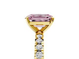 Yellow gold Fancy Pink Emerald  Diamond Pavé Band Solitaire with Four-Prong Setting_213