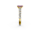 Yellow gold Fancy Pink Emerald  Diamond Pavé Band Solitaire with Four-Prong Setting_5