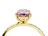 Yellow gold Fancy Pink Emerald  Diamond Pavé Band with Six-Prong Setting_35