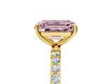 Yellow gold Fancy Pink Emerald  Diamond Pavé Band with Six-Prong Setting_36