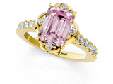 Yellow gold Fancy Pink Emerald  Diamond Pave Band with Floral Prong Setting_28