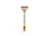 Yellow gold Fancy Pink Emerald  Diamond Prong Set Engagement Ring with Pave Band_206