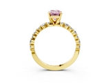 Yellow gold Fancy Pink Emerald  Diamond Prong Set Engagement Ring with Pave Band_207