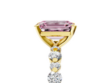 Yellow gold Fancy Pink Emerald  Diamond Prong Set Engagement Ring with Pave Band_209