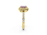 Yellow gold Fancy Pink Emerald  Diamond Solitaire Ring with Shared Prong Pavé Band_65