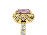 Yellow gold Fancy Pink Emerald  Diamond Solitaire Ring with Shared Prong Pavé Band_68