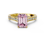 Yellow gold Fancy Pink Emerald  Diamond Solitaire with Pave Band and Six-Prong Setting_20