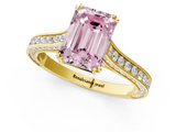 Yellow gold Fancy Pink Emerald  Diamond Solitaire with Pave Band and Six-Prong Setting_21