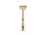 Yellow gold Fancy Pink Emerald  Diamond Solitaire with Pave Band and Six-Prong Setting_22