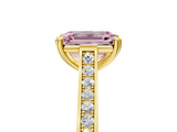 Yellow gold Fancy Pink Emerald  Diamond Solitaire with Pave Band and Six-Prong Setting_25