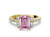Yellow gold Fancy Pink Emerald  Diamond Three-Stone Pave Band with Four-Prong Setting_20