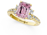 Yellow gold Fancy Pink Emerald  Diamond Three-Stone Pave Band with Four-Prong Setting_21