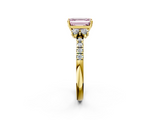 Yellow gold Fancy Pink Emerald  Diamond Three-Stone Pave Band with Four-Prong Setting_22