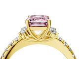 Yellow gold Fancy Pink Emerald  Diamond Three-Stone Pave Band with Four-Prong Setting_24