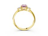 Yellow gold Fancy Pink Emerald  Diamond Three-Stone Ring with Trapezoid Side Stones and Prong Setting_20