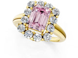 Yellow gold Fancy Pink Emerald  Halo Cluster Diamond Engagement Ring with Prong Setting and Polished Band_21