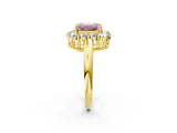 Yellow gold Fancy Pink Emerald  Halo Cluster Diamond Engagement Ring with Prong Setting and Polished Band_22