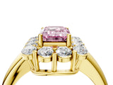 Yellow gold Fancy Pink Emerald  Halo Cluster Diamond Engagement Ring with Prong Setting and Polished Band_24