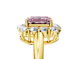 Yellow gold Fancy Pink Emerald  Halo Cluster Diamond Engagement Ring with Prong Setting and Polished Band_25