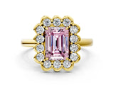 Yellow gold Fancy Pink Emerald  Halo Cluster Diamond Engagement Ring with Solitaire Band and Prong Setting_49