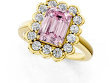 Yellow gold Fancy Pink Emerald  Halo Cluster Diamond Engagement Ring with Solitaire Band and Prong Setting_50