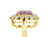 Yellow gold Fancy Pink Emerald  Halo Cluster Diamond Engagement Ring with Solitaire Band and Prong Setting_54