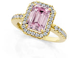 Yellow gold Fancy Pink Emerald  Halo Diamond Engagement Ring with Pavé Band and Four-Prong Setting_58