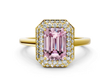 Yellow gold Fancy Pink Emerald  Halo Diamond Engagement Ring with Solitaire Band and Four-Prong Setting_20