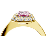 Yellow gold Fancy Pink Emerald  Halo Diamond Engagement Ring with Solitaire Band and Four-Prong Setting_24