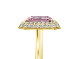 Yellow gold Fancy Pink Emerald  Halo Diamond Engagement Ring with Solitaire Band and Four-Prong Setting_25