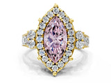 Yellow gold Fancy Pink Emerald  Halo Diamond Engagement Ring with Split Shank and Four-Prong Setting_43