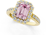 Yellow gold Fancy Pink Emerald  Halo Diamond Pavé Band Ring with Prong Setting_21