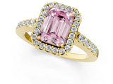 Yellow gold Fancy Pink Emerald  Halo Diamond Pavé Solitaire Ring_40