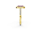 Yellow gold Fancy Pink Emerald  Halo Diamond Pavé Solitaire Ring_41