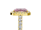 Yellow gold Fancy Pink Emerald  Halo Diamond Pavé Solitaire Ring_44