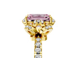 Yellow gold Fancy Pink Emerald  Halo Diamond Pave Band Ring with Four-Prong Setting_20