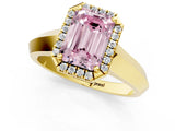Yellow gold Fancy Pink Emerald  Halo Diamond Ring with Cathedral Band and Four-Prong Setting_50