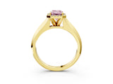 Yellow gold Fancy Pink Emerald  Halo Diamond Ring with Cathedral Band and Four-Prong Setting_52
