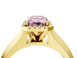Yellow gold Fancy Pink Emerald  Halo Diamond Ring with Cathedral Band and Four-Prong Setting_53
