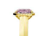 Yellow gold Fancy Pink Emerald  Halo Diamond Ring with Cathedral Band and Four-Prong Setting_54