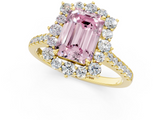Yellow gold Fancy Pink Emerald  Halo Diamond Ring with Pavé Band and Prong Setting_21